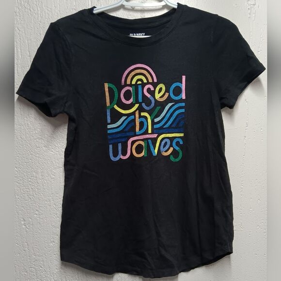 Raised by waves black graphic tee size XS - Picture 1 of 3